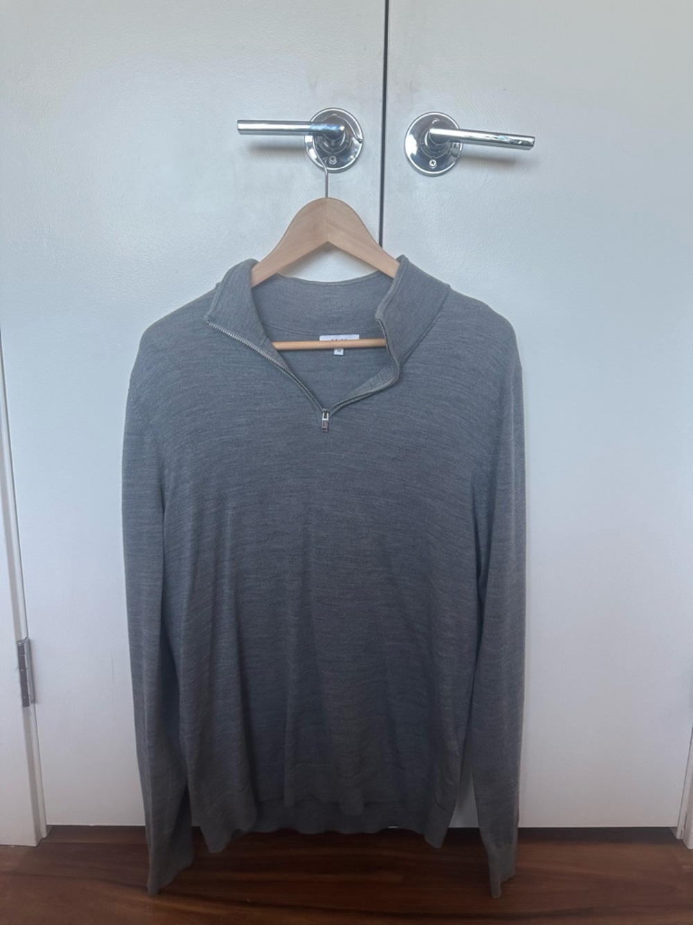 Reiss Men's 100% Wool Quarter-Zip Sweater - Heather Gray